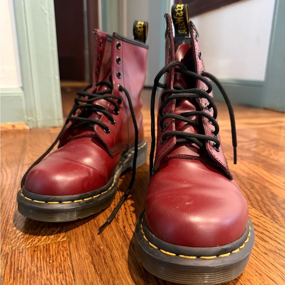Dr. Martens Red Lace Up Boots - Picture 1 of 5